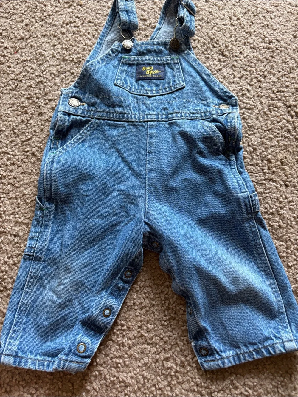 B68 Vintage OshKosh B'gosh Classic Blue Denim Overalls, 12 months